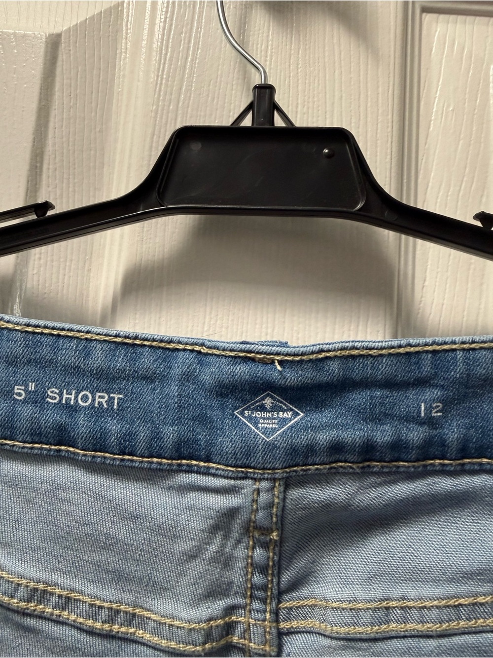 St. John's Bay Light Blue Denim Roll-Cuff Shorts - Picture 3 of 4